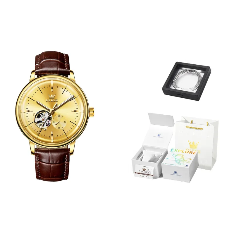 OLEVS Minimalist Series Automatic Mechanical Movement Watch Men's Watches White Dial-3