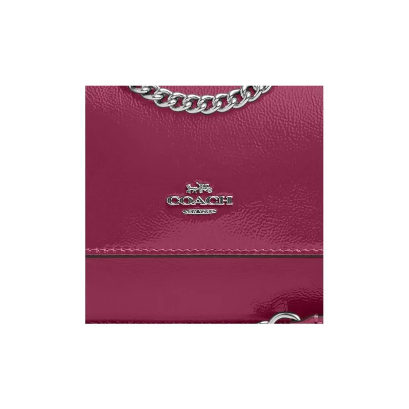 COACH Klare Patent Leather Shoulder Bag Mini Women's Rose Purple-3