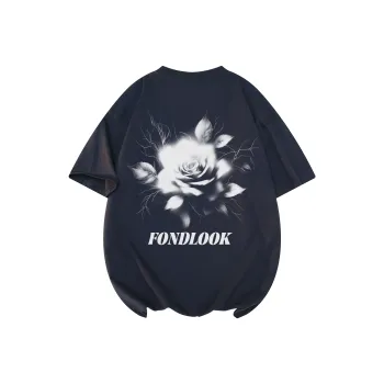 FONDLOOK T-Shirts Unisex Navy Blue