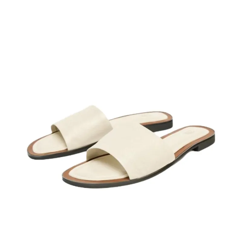 ZARA PU Polyurethane Abrasion Resistant Slide Slippers Women's White-2