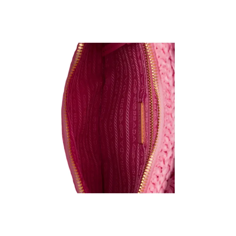 PRADA Viscose Shoulder Bag Medium Size Women's Petal Pink-4