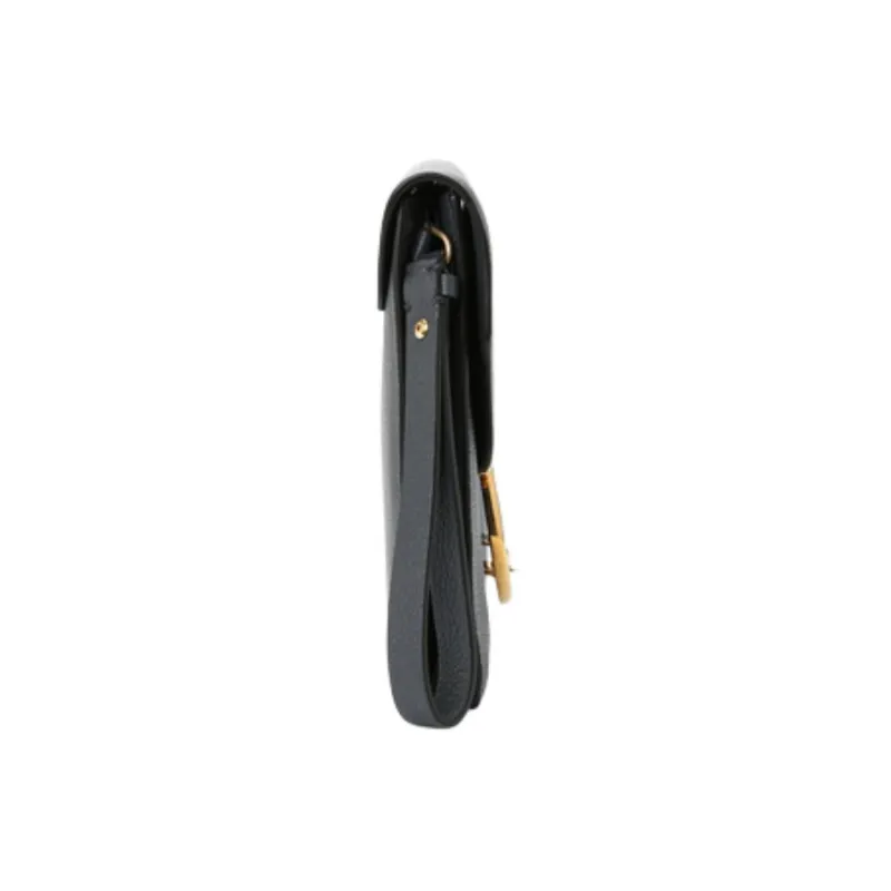 FERRAGAMO GANCINI Cow Leather Clutch Women's Black Gray-1