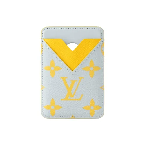 LOUIS VUITTON Coated Canvas Card Holder Unisex Gray & Yellow