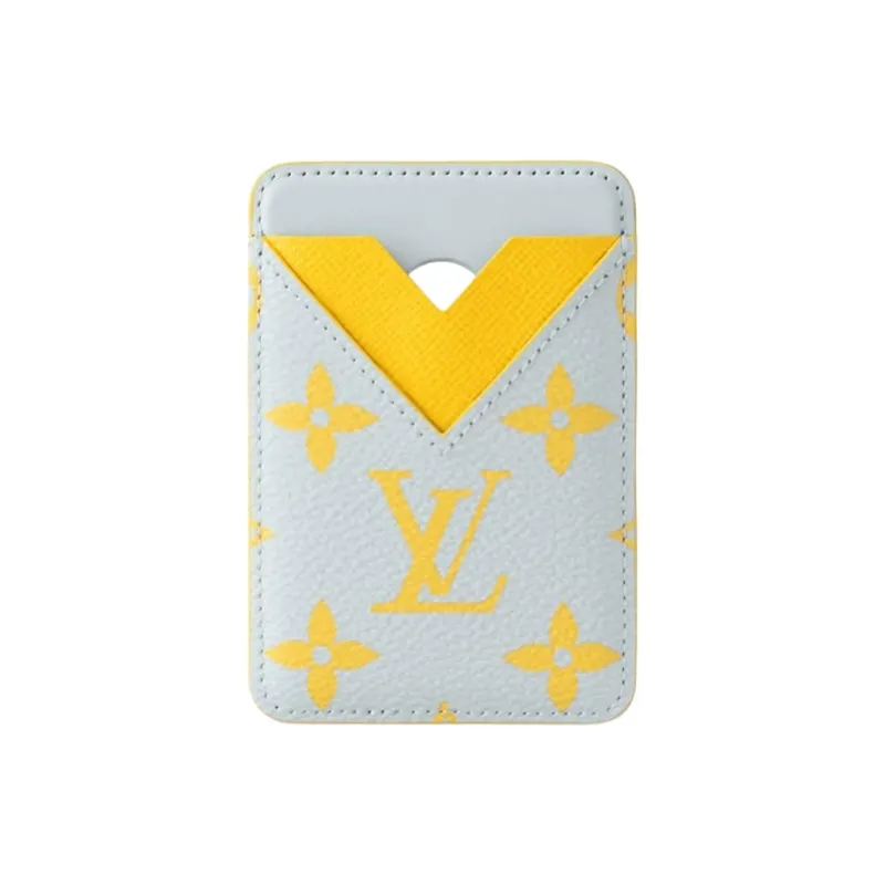 LOUIS VUITTON Magnetic Monogram Glow Coated Canvas Card Holder Unisex Gray & Yellow-0