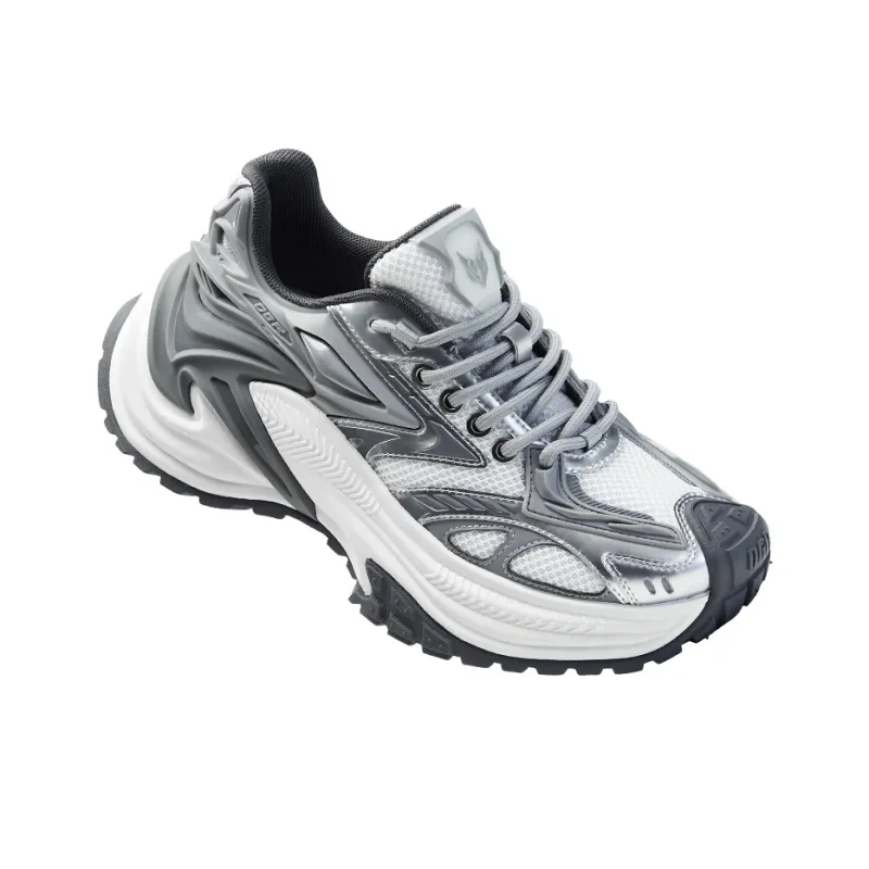 OGR Cushioning Abrasion Resistant Height Increasing Lightweight Mat Low Top Chunky Sneakers Unisex Gray-2