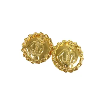 CHANEL 1970 1980 Plated Mademoiselle Clip On Earrings Costume Earrings