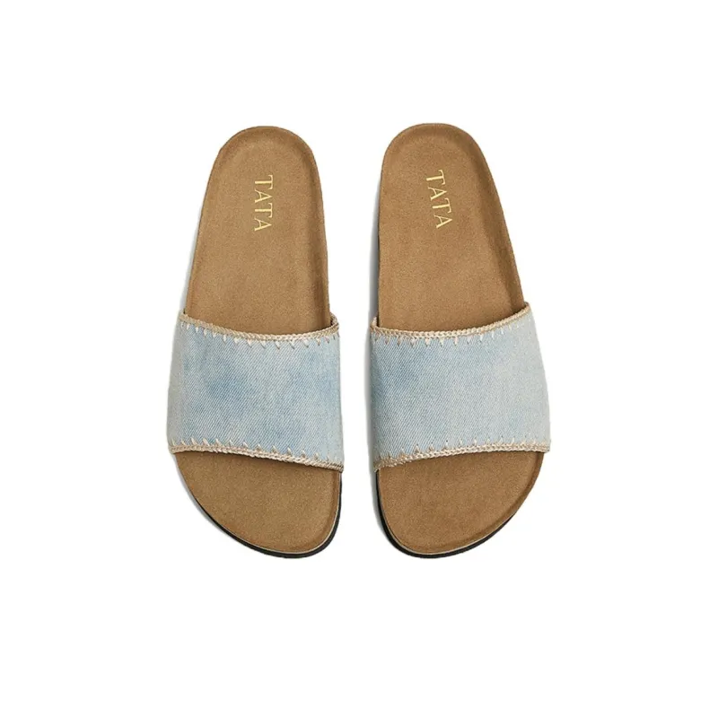 TATA Rubber Sole Cuffed Quiet Slide Slippers Women's-2