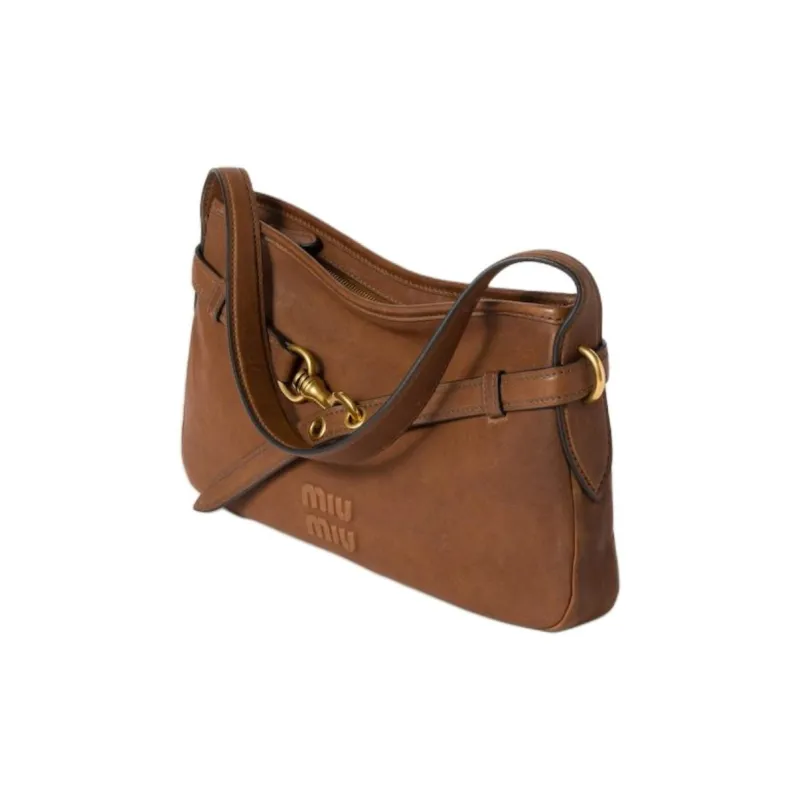 MIU MIU Aventure Sheepskin Shoulder Bag Women's Oak-1