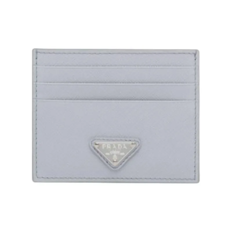 PRADA Saffiano Leather Card Holder Women's Light Blue-0