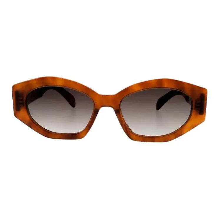 CELINE Plate Frame Irregular Shape Sunglasses Women's Brown-1