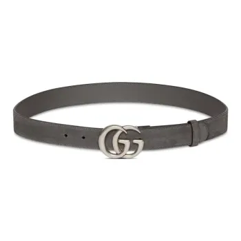 GUCCI Suede Leather Belts Men's Gray Width 3cm