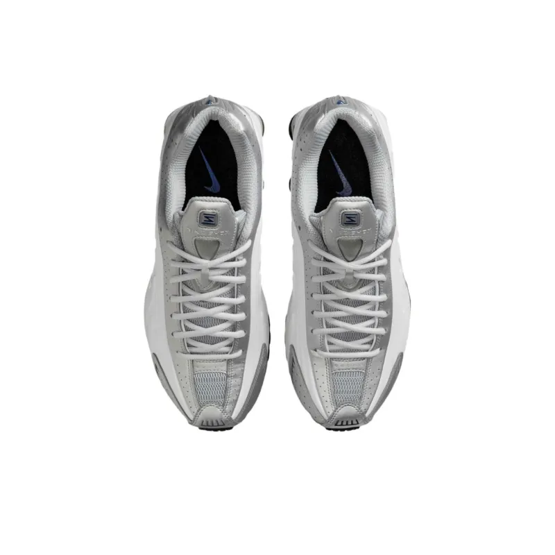 Nike Shox R4 Anti Slip Wear Resistant Low Top Running Shoes Men's White Silver-2