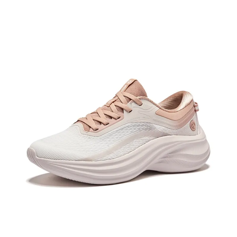 Erke Shock Absorbers Rebound Low Top City Commute Running Shoes Women's Microcrystal White Sandalwood Lip Color-2