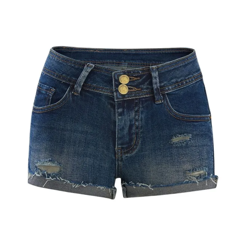 YINLEI Denim Shorts Women's Vintage Blue-0