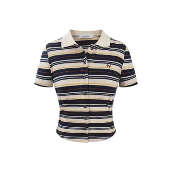 Unifree T Shirts Women's Dark Blue Stripes