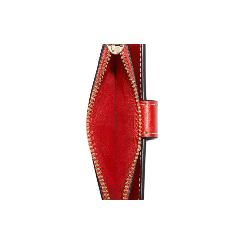 COACH Card Case Leather Card Holder Women's Red-4