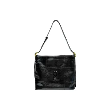 TENNCO Cow Leather Hobo Bag, Crossbody Bag, Shoulder Bag Tubas Women's Classic Black/Cream White/Oat Yellow