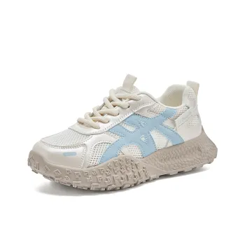 La Chapelle Anti Slip Wear Resistant Low Top Chunky Sneakers Women's Beige Blue
