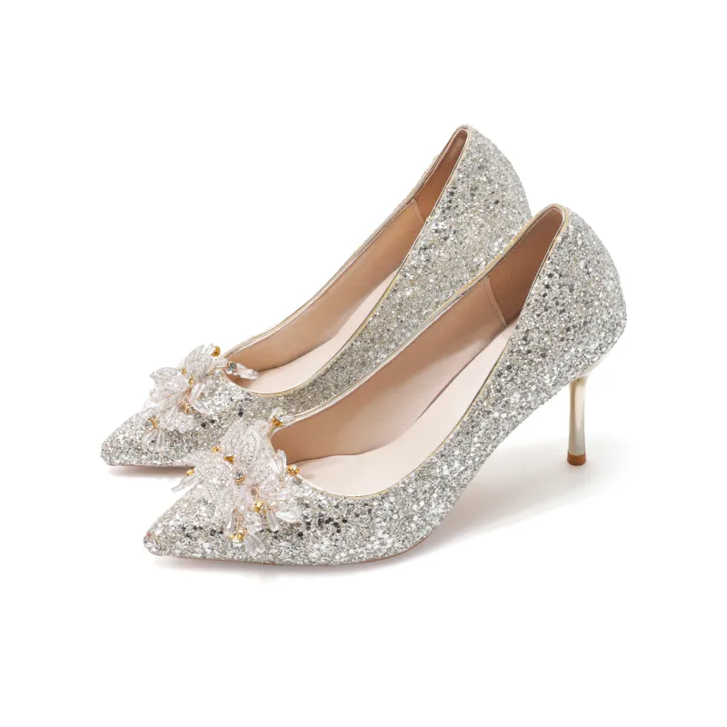 Be Good Slim Heel High Heels 6cm 8cm Women's Champagne-2