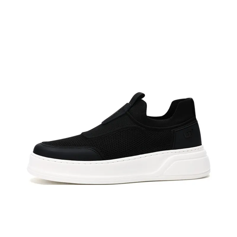 U7 Slip Resistant Cushioning Height Increasing Low Top Skateboard Shoes Men's Black-0