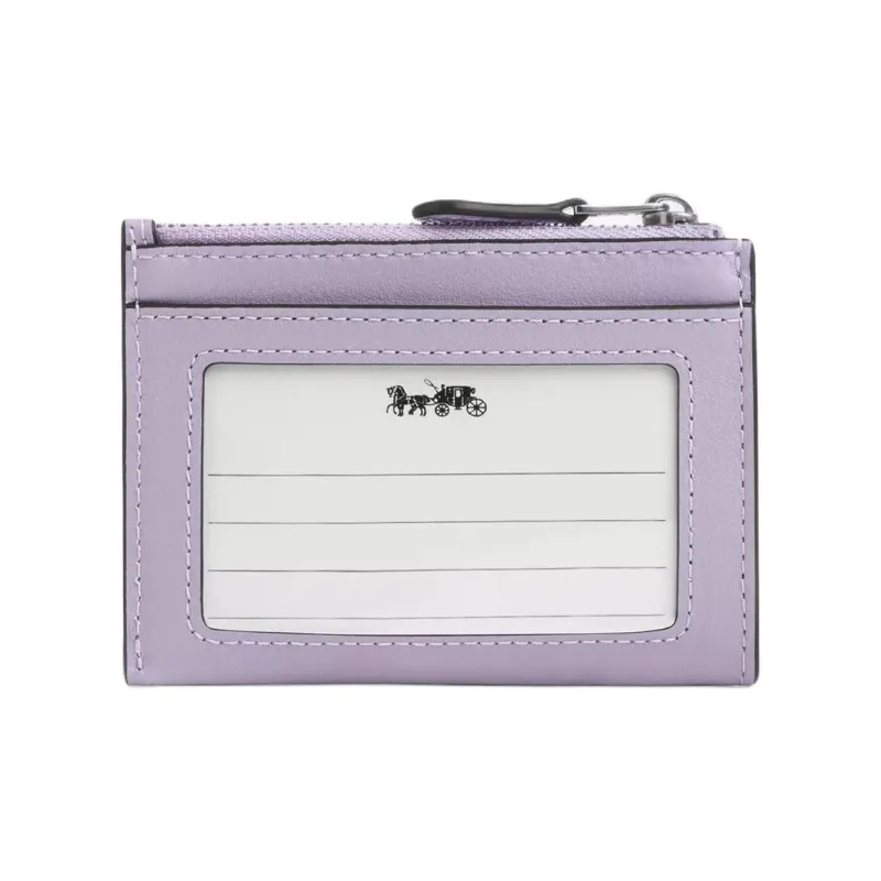 COACH Skinny Id Case Smooth Leather Card Holder Mini Women's Light Purple-1