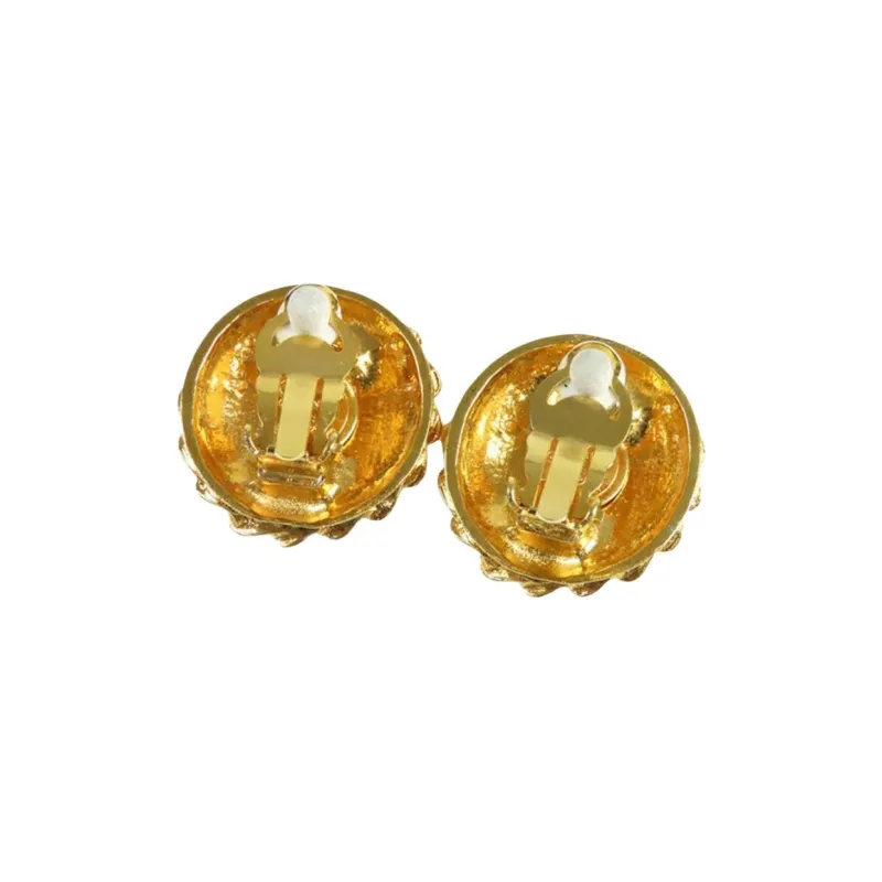 CHANEL 1970 1980 Plated Mademoiselle Clip On Earrings Costume Earrings-1