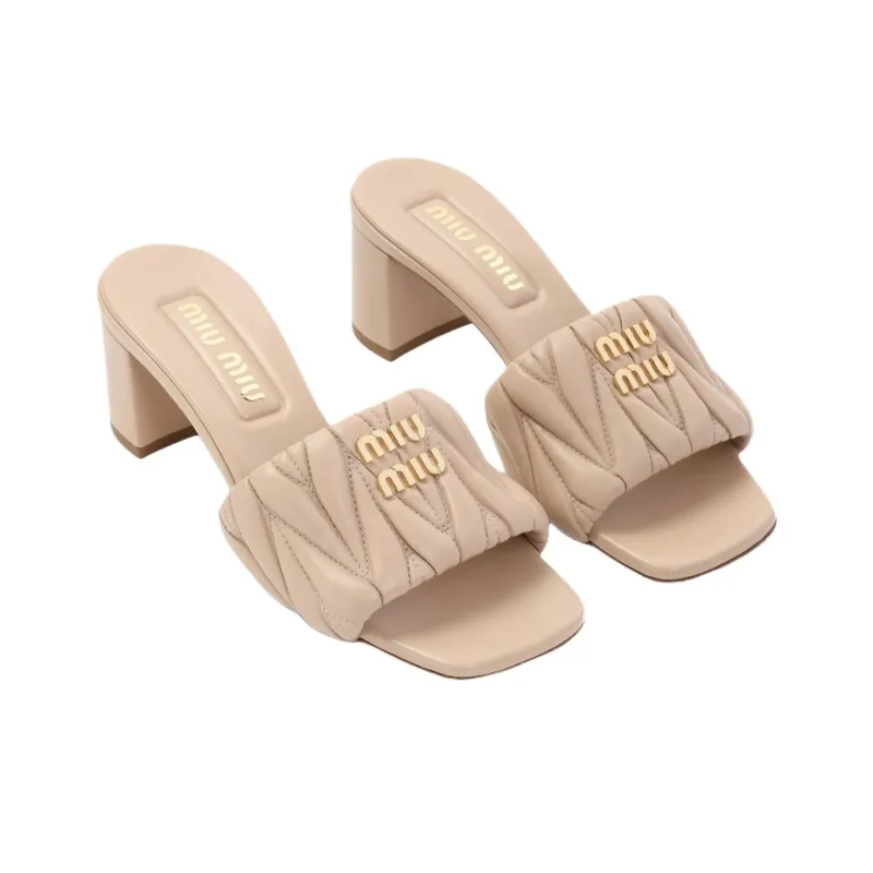 MIU MIU Slide Slippers 6.5cm Women's Beige-2