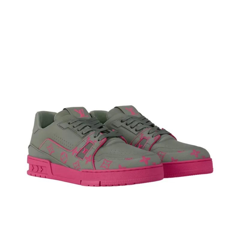 LOUIS VUITTON Trainer Low Top Skateboard Shoes Men's Gray-2