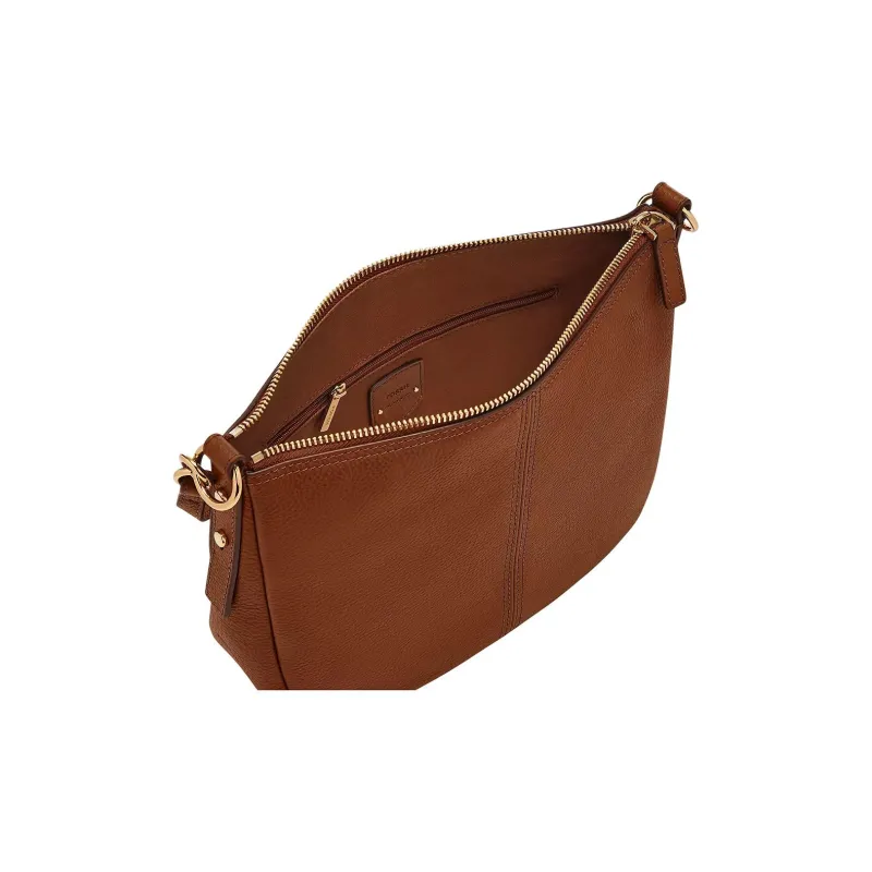 FOSSIL Leather Crossbody Handbag Women's Brown-3