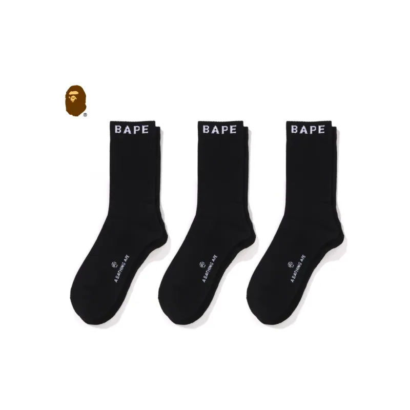 A BATHING APE Mid Calf Socks Men's 3 Pack-1