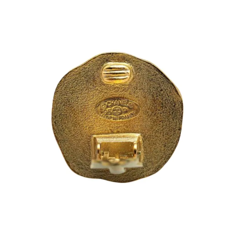 CHANEL Gold Plated Clip On Earrings Unisex Gold-2