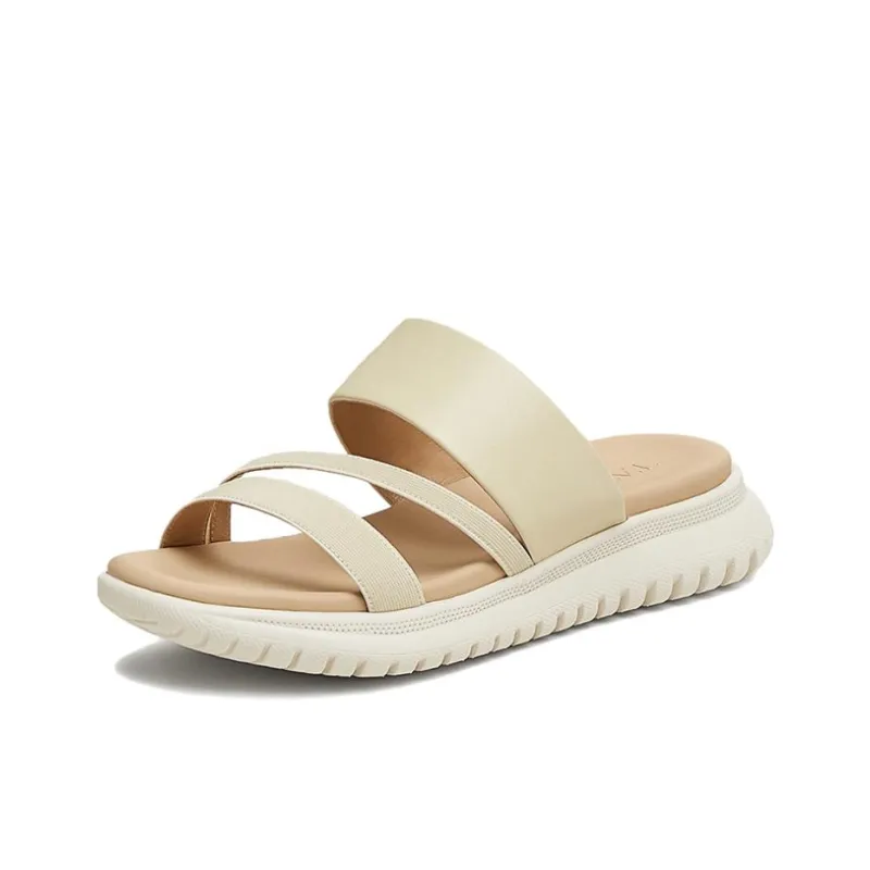 TATA Rubber Sole Leather Patchwork Quiet Slide Slippers Women's-5