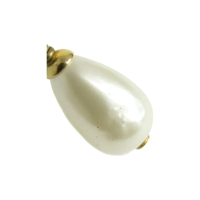CHANEL 1996 Logo Faux pearl Clip on Earrings-4