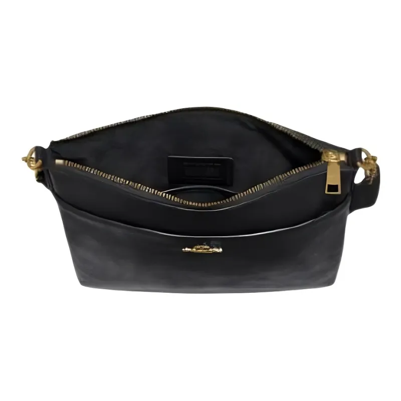 COACH Kitt Grain Leather Shoulder Bag Women's Black-3