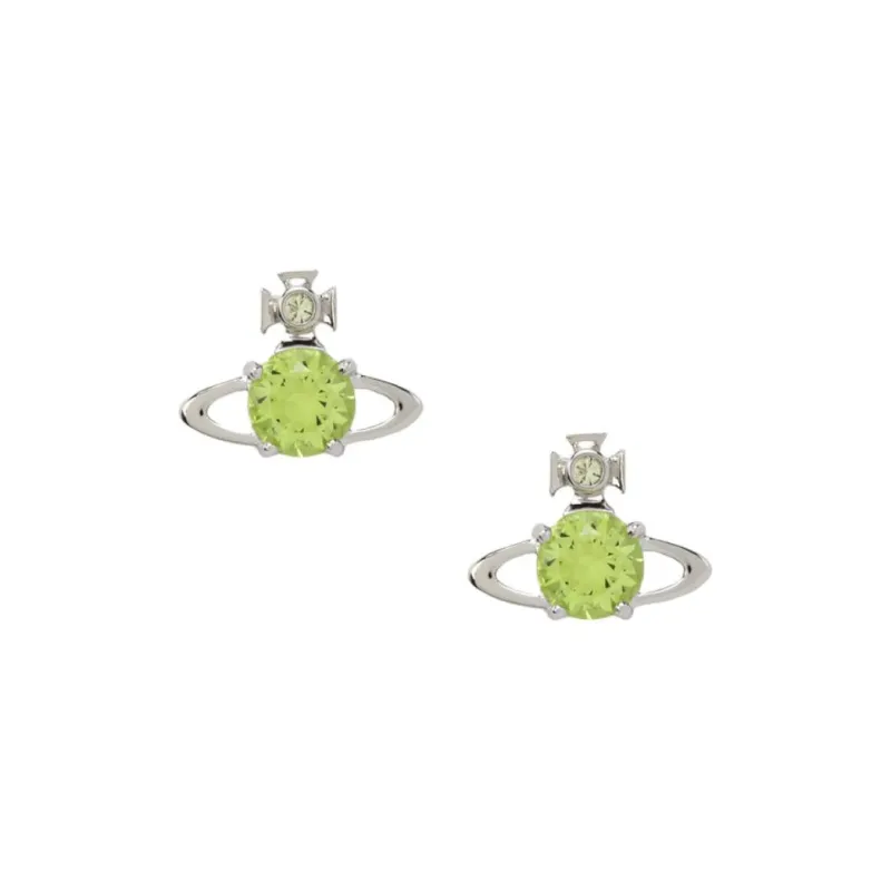 Vivienne Westwood Rhinestone, Recycled Brass Earrings Unisex Silver-1