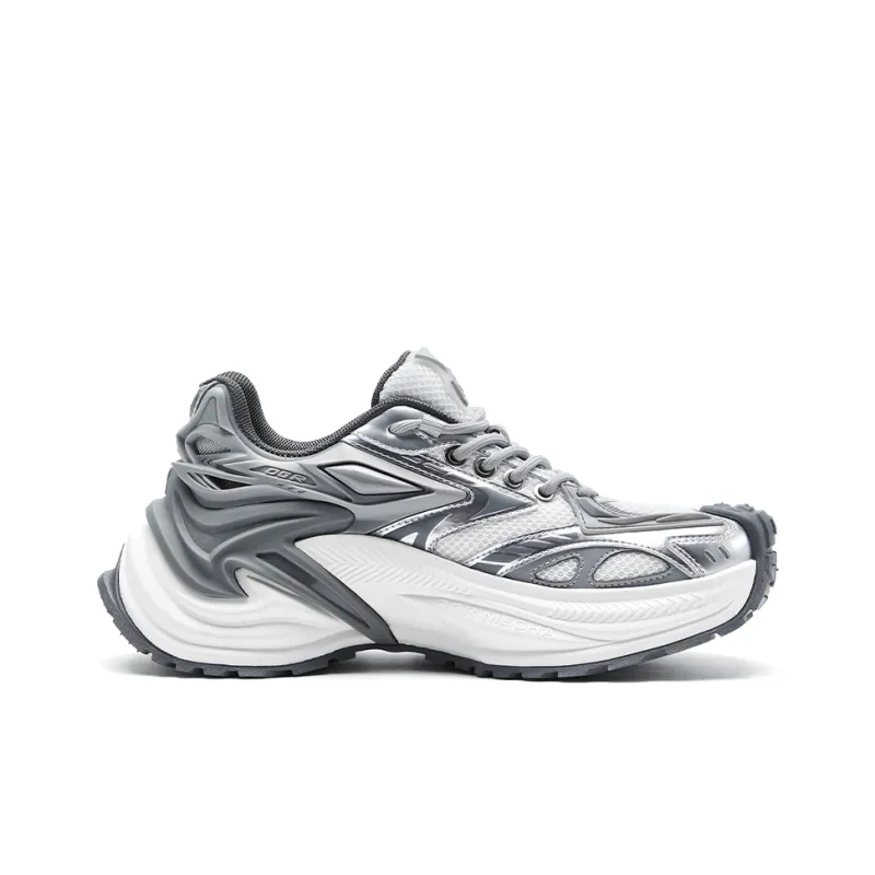 OGR Cushioning Abrasion Resistant Height Increasing Lightweight Mat Low Top Chunky Sneakers Unisex Gray-1