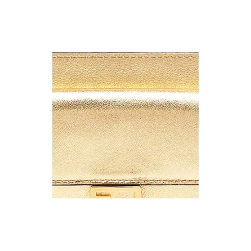 FENDI Baguette Cow Leather Card Holder Women's Gold-4