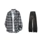Dark Blue Plaid+Black Pants