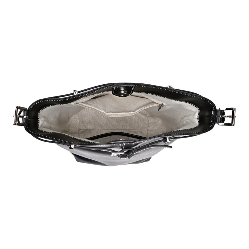 AQUASCUTUM Cow Leather Bucket Bag, Shoulder Bag Women's Black/Brown-3