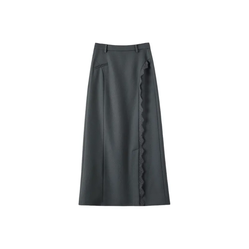 Late White Casual Long Skirt Women's-0