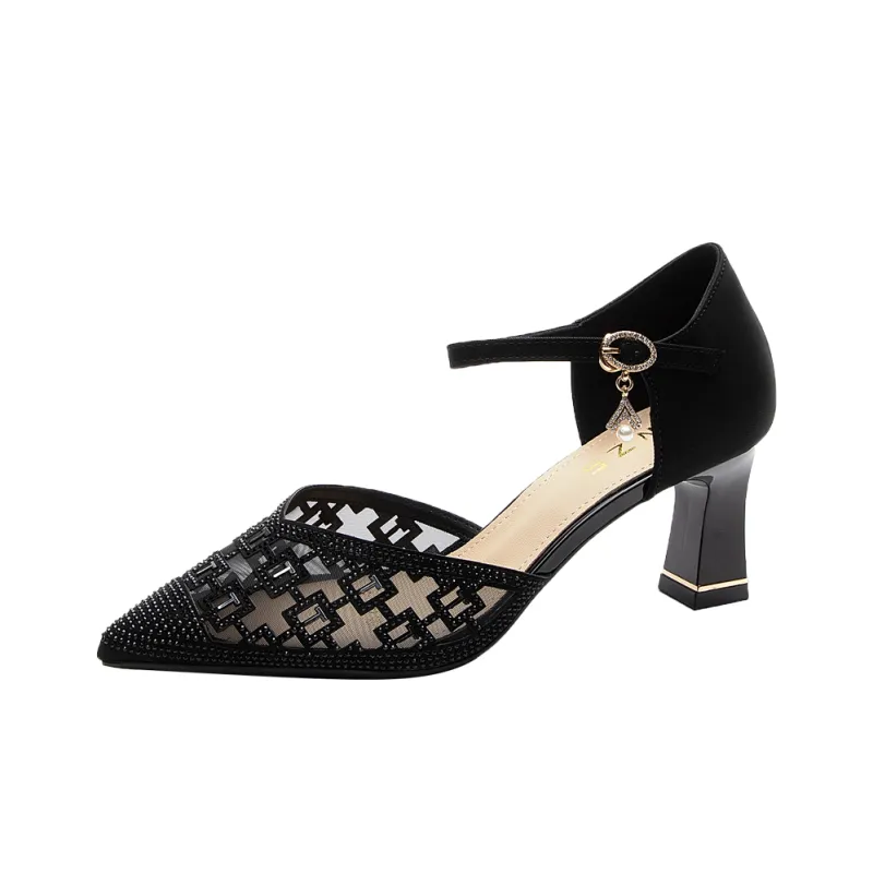 POOQ Chunky Heel High Heels 6.5CM Women's-4