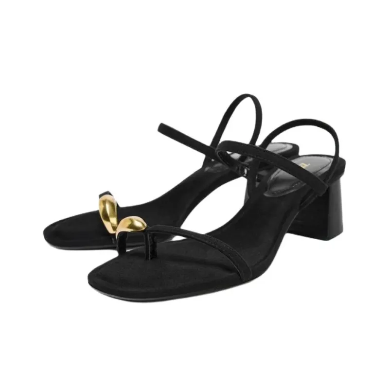 ZARA One Strap Sandals 6cm Women's Black-2