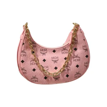 MCM Artificial Leather Shoulder Bag Women's Soft Pink