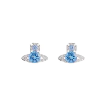 Vivienne Westwood Brass, Cubic Zirconia, Gemstone, Cubic Zirconia Stud Earrings Women's Blue
