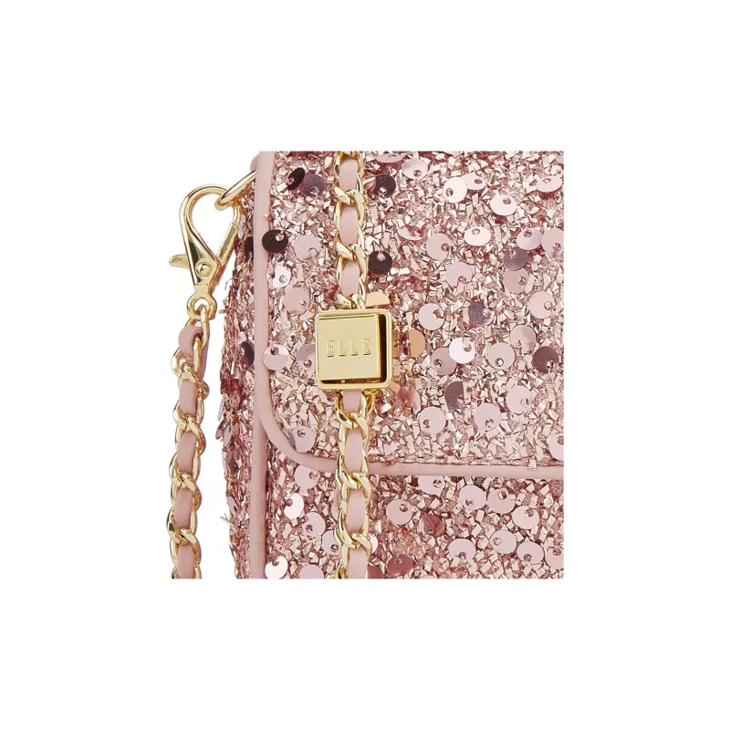 ELLE Fabric Crossbody Bag Women's Silver/Pink-9