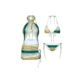 LUYOUYE Bikinis Women's Yellow Green Stripes