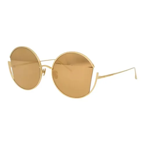 Linda Farrow Titanium Round Sunglasses Women's Gold