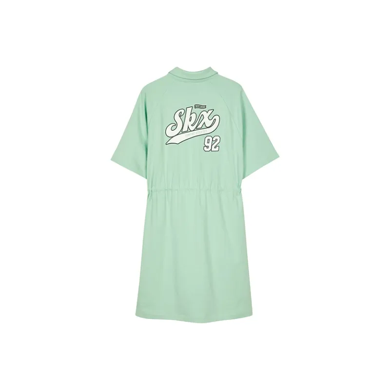 Skechers Short Sleeved Dress Women's Gray Jade Green-1