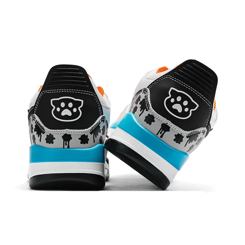 TALKING TOM Vintage Basketball Shoes Unisex Low Top Beige Orange/White/Gray Black-13