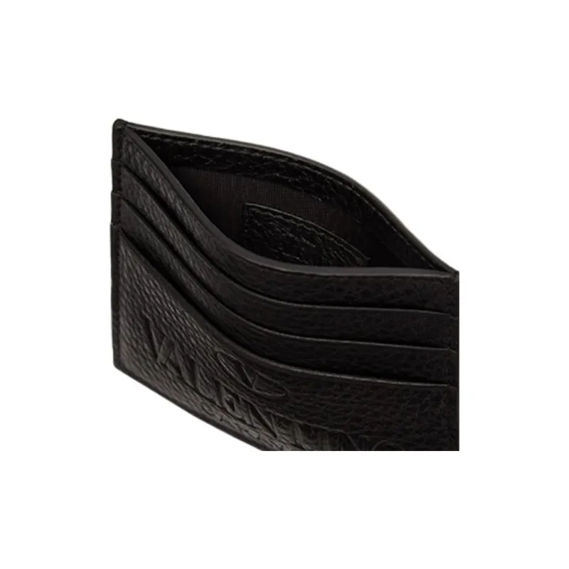 Valentino Cow Leather Card Holder Men's Black-6